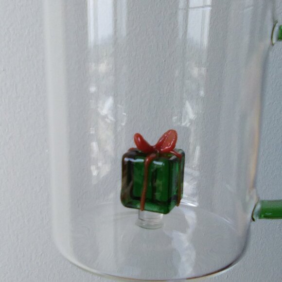 Glass Cup with Hand Blown Glass Christmas Figurine Inside - Picture 2 of 7